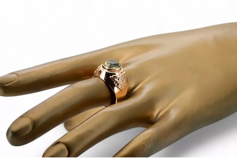 Yellow Peridot Original Vintage 14K Rose Gold Ring Vintage style vrc078r
